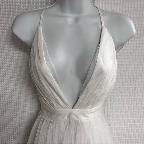 Fashion Nova ladies White tulle  Babydoll Dress size large Measurements - Picture 2 of 8
